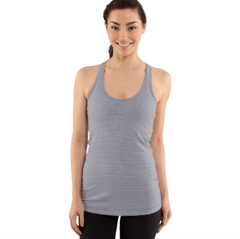 Lululemon Womens Black White Gingham Plaid Racerback Tank Top